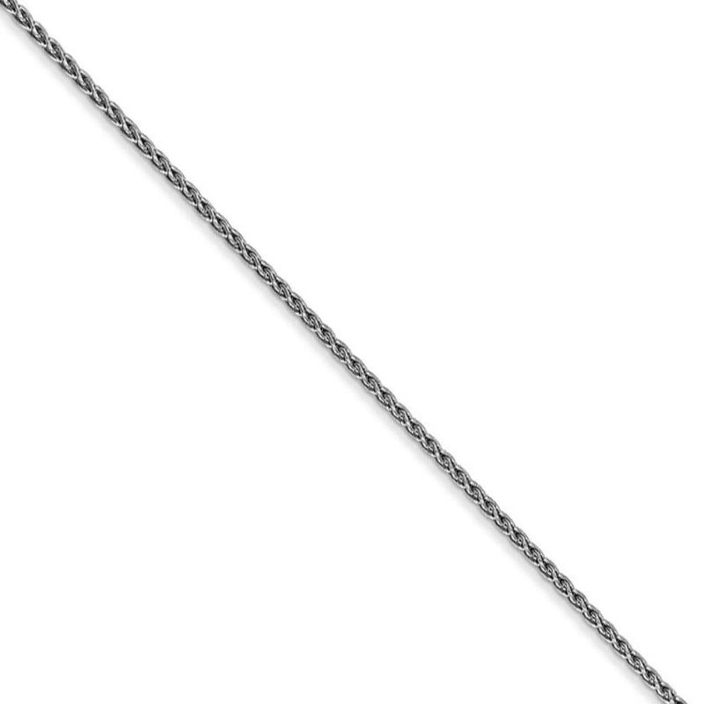 1.2mm, 14k White Gold, Solid Parisian Wheat Chain Necklace, 16 Inch